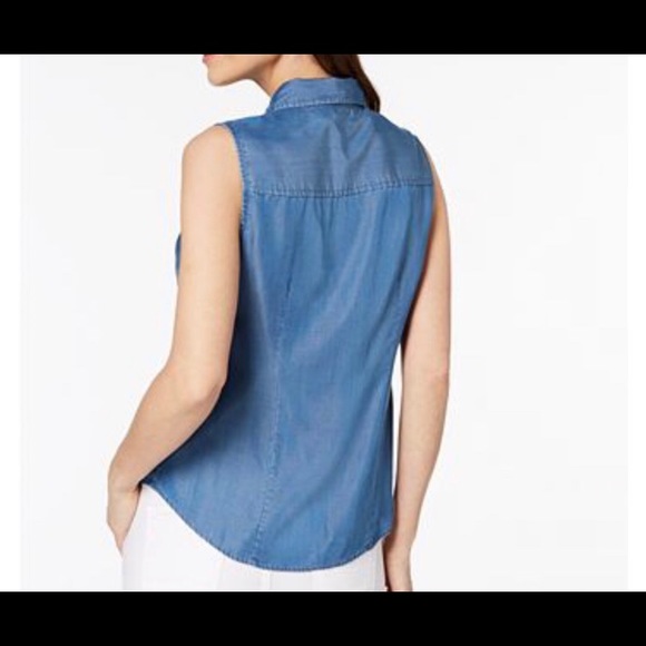 Charter Club chambray denim top NWOT - Picture 2 of 5